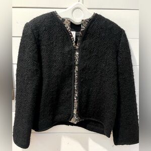 Traditional Black Wool Jacket – Le Blanc Mouton (Size M)